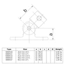 Scharniervoet 26,9 mm technische tekening