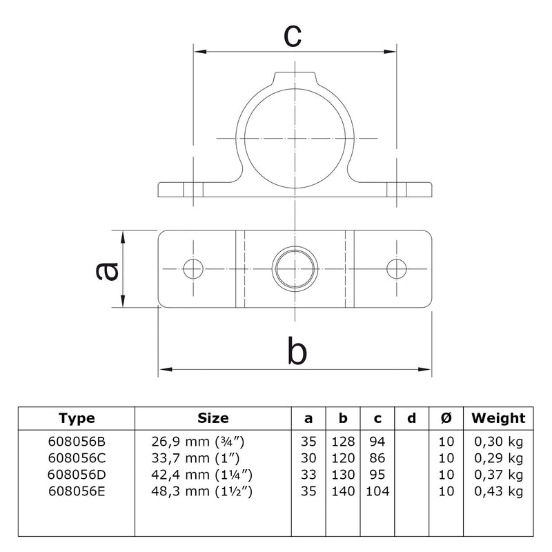 Bevestigingsring dubbel 26,9 mm technische tekening