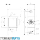 Bevestigingsring dubbel zwart 25 mm vierkant