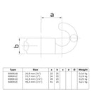 Haak 26,9 mm technische tekening