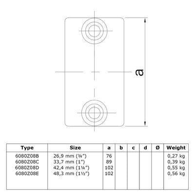 Koppelstuk zwart 48,3 mm technische tekening