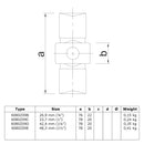 Koppelstuk inwendig zwart 33,7 mm technische tekening