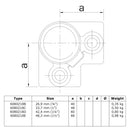 Kniestuk 3-weg 90º zwart 33,7 mm technische tekening