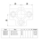 T-stuk zij-uitgang zwart 42,4 mm technische tekening