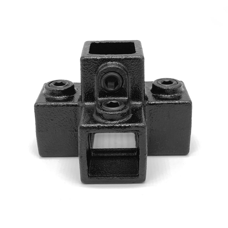Kruisstuk 4-weg zwart 25 mm vierkant