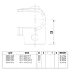 T-stuk open zwart 48,3 mm technische tekening