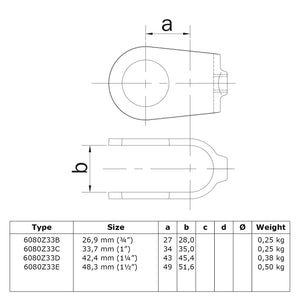 Kruisstuk open zwart 26,9 mm technische tekening
