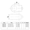 Kruisstuk open zwart 42,4 mm technische tekening