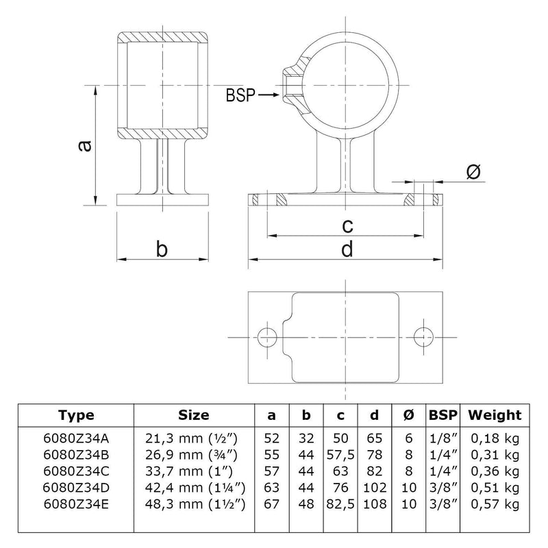 Leuningdrager zwart 21,3 mm - Buiskoppelingen - 