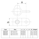 Oogdeel Scharnierstuk zwart 42,4 mm technische tekening