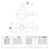 Oogdeel Scharnierstuk zwart 48,3 mm technische tekening