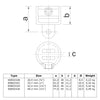 Hulsdeel scharnierstuk zwart 48,3 mm technische tekening