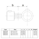 Scharnierstuk enkel zwart 26,9 mm technische tekening