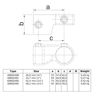 Verstelbaar hoekstuk zwart 26,9 mm - 1 stuk technische tekening
