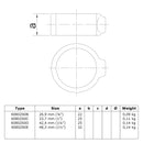 Borgring zwart 48,3 mm technische tekening