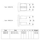 Afdekdop metaal zwart 33,7 mm technische tekening