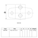 Boeiboordbevestiging extra zwaar horizontaal 48,3 mm technische tekening