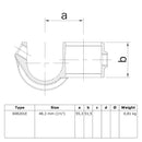 Kruisstuk open inleg 48,3 mm technische tekening