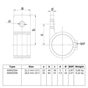 Bevestigingsring enkel zwart 26,9 mm
